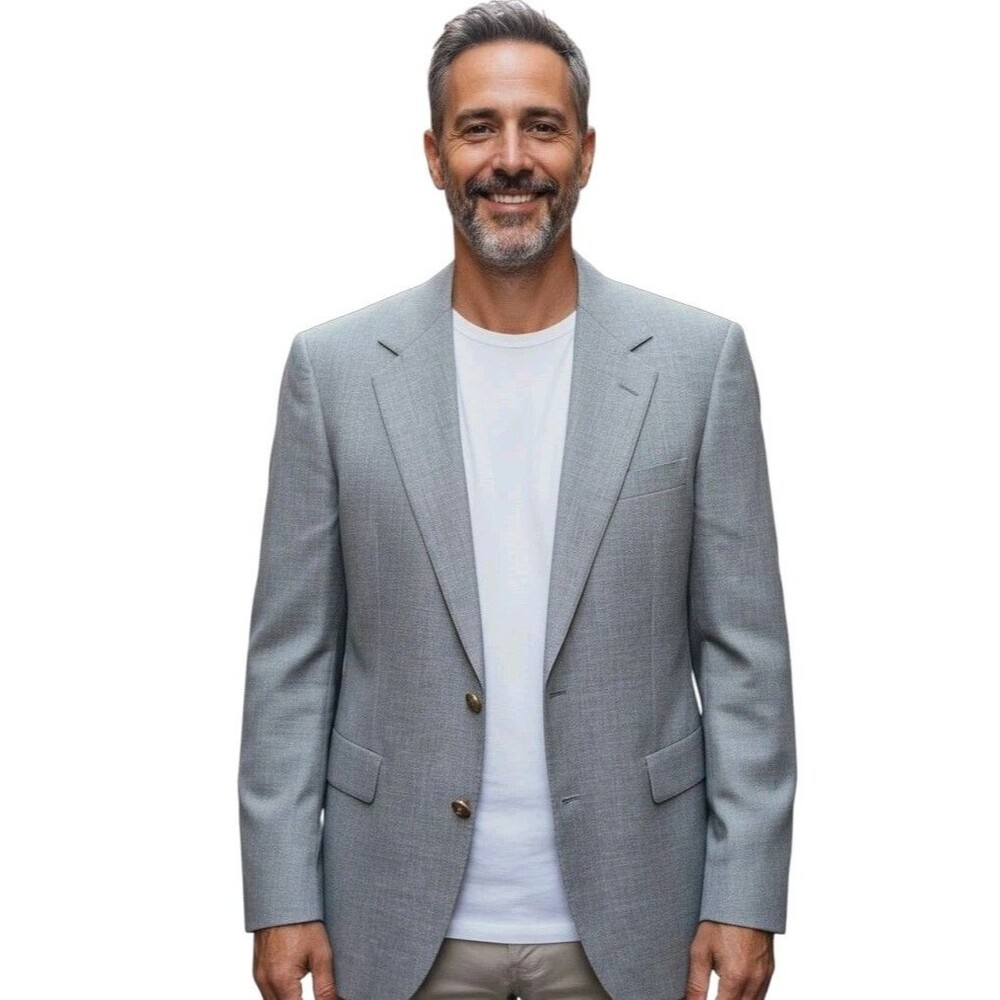 Lanvin Paris Blazer Mens *41 Grey Vintage Sport Jacket Preppy Carrer Retro Read